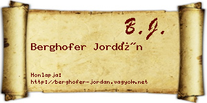 Berghofer Jordán névjegykártya